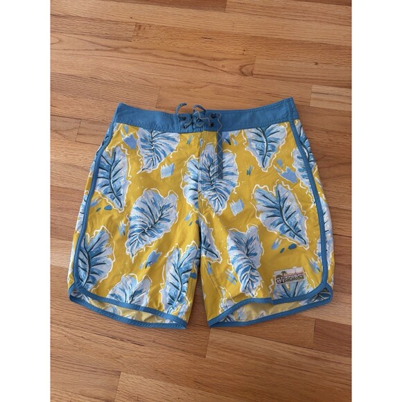 Patagonia Men’s Board Shorts Swim Trunks Tropical Print - Blue Yellow Sz L/32 - Picture 1 of 6